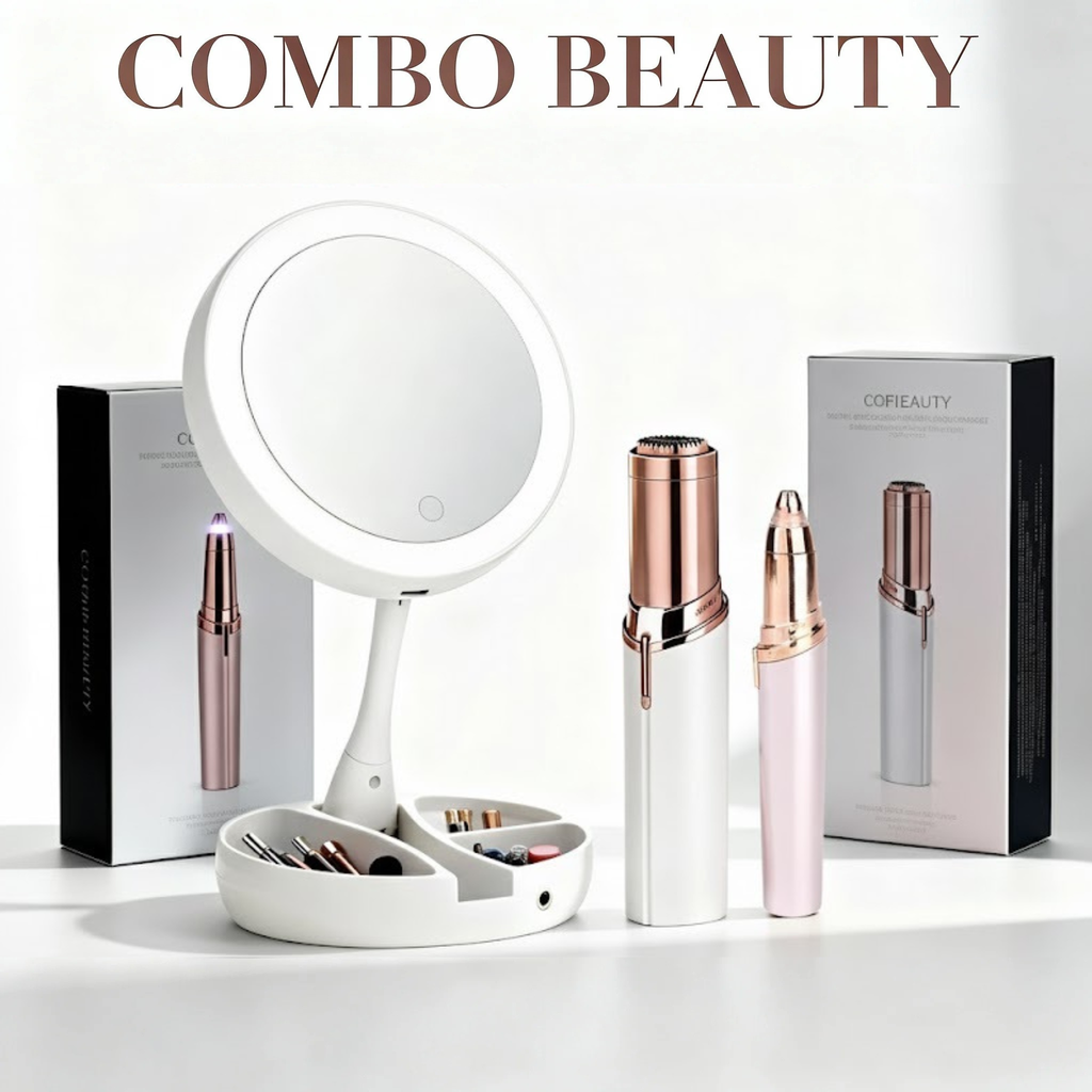 Combo Beauty Set 3 en 1: Facial, Cejas y Espejo LED X10